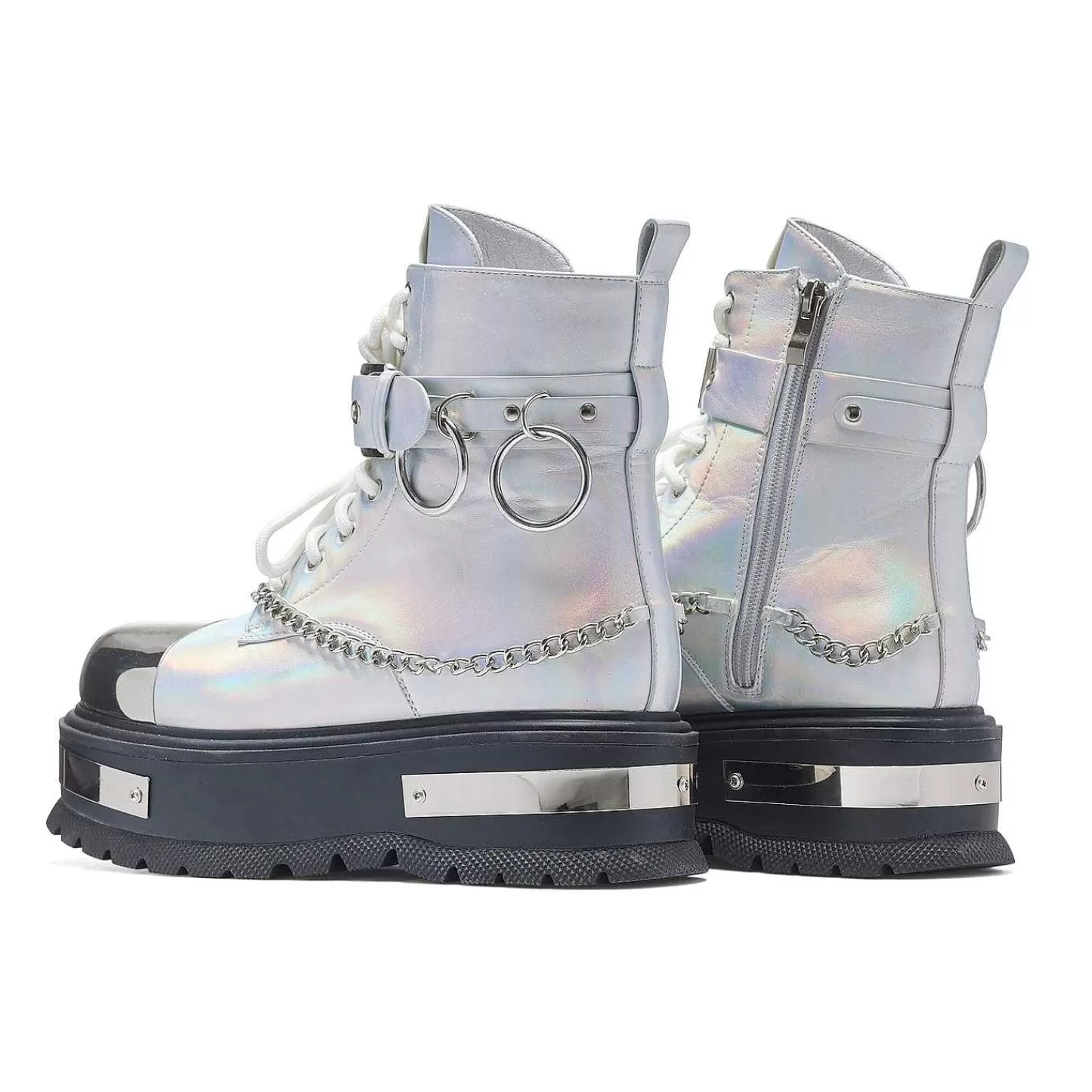 KOI footwear Platformlaarzen-Borin Hardware Platformlaarzen - Zilver Hologram