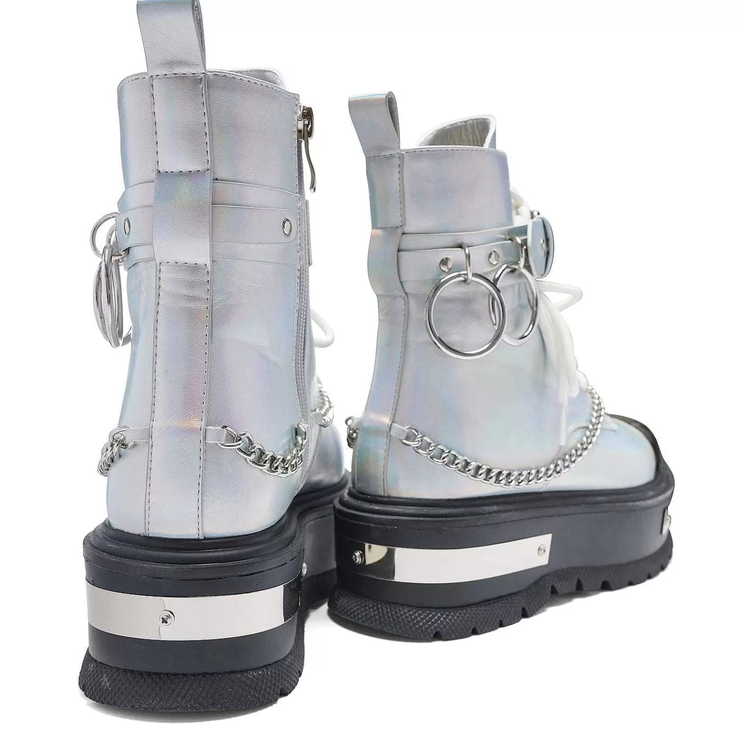 KOI footwear Enkel Laarzen-Borin Hardware Platformlaarzen - Zilver Hologram