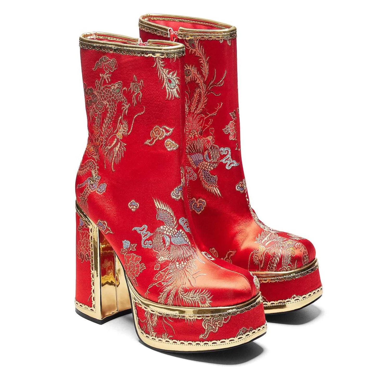 KOI footwear Platformlaarzen-De Sierlijke Ziel Playboy Rode Hakken Laarzen | Playboy X Koi-Collectie