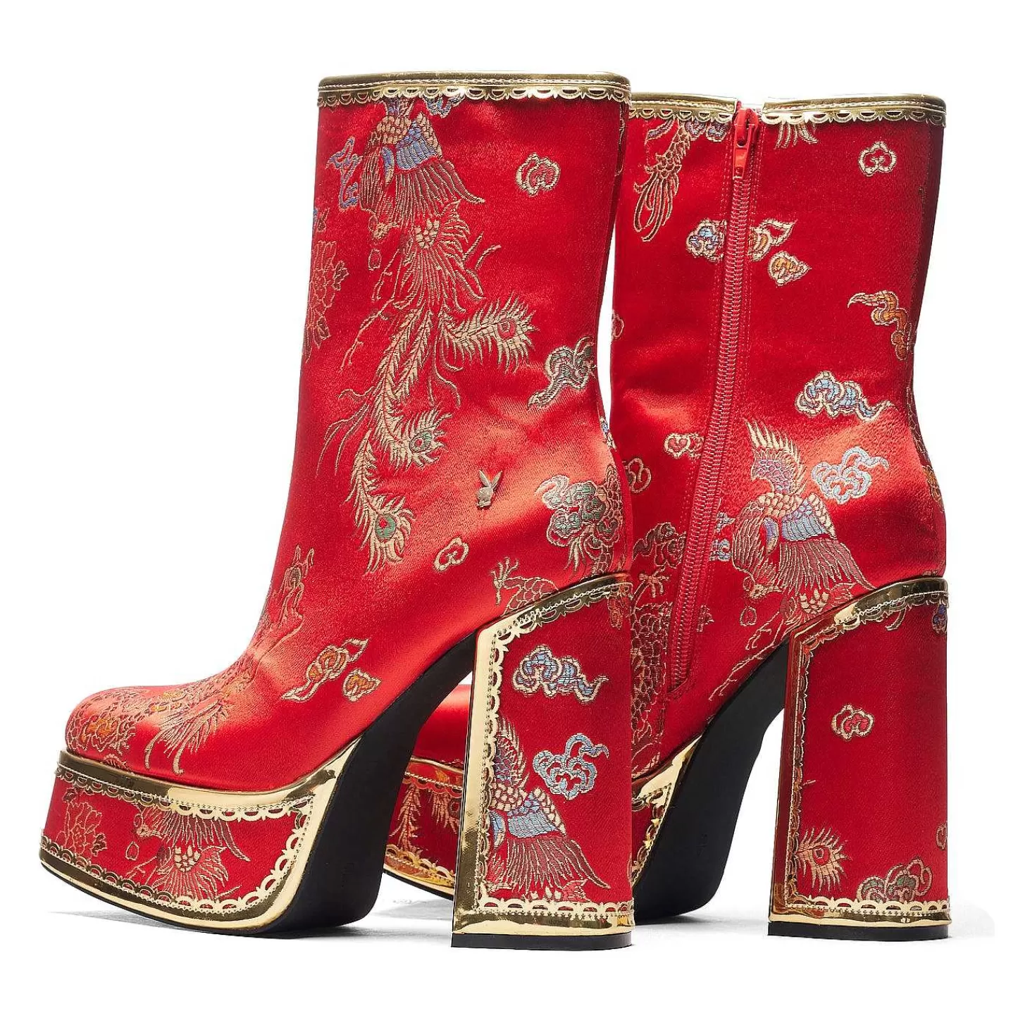 KOI footwear Platformlaarzen-De Sierlijke Ziel Playboy Rode Hakken Laarzen | Playboy X Koi-Collectie