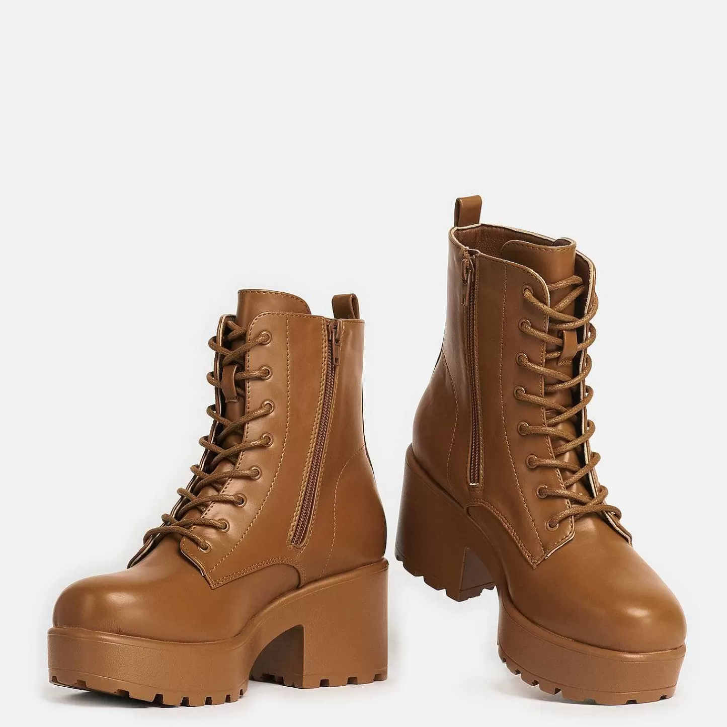 KOI footwear Laarzen Met Hak-Gin Verbrande Oranje Platform Militaire Laarzen