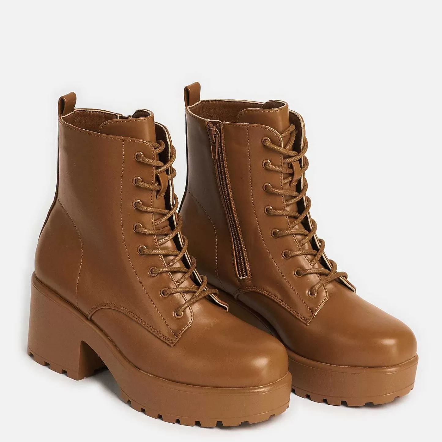 KOI footwear Platformlaarzen-Gin Verbrande Oranje Platform Militaire Laarzen