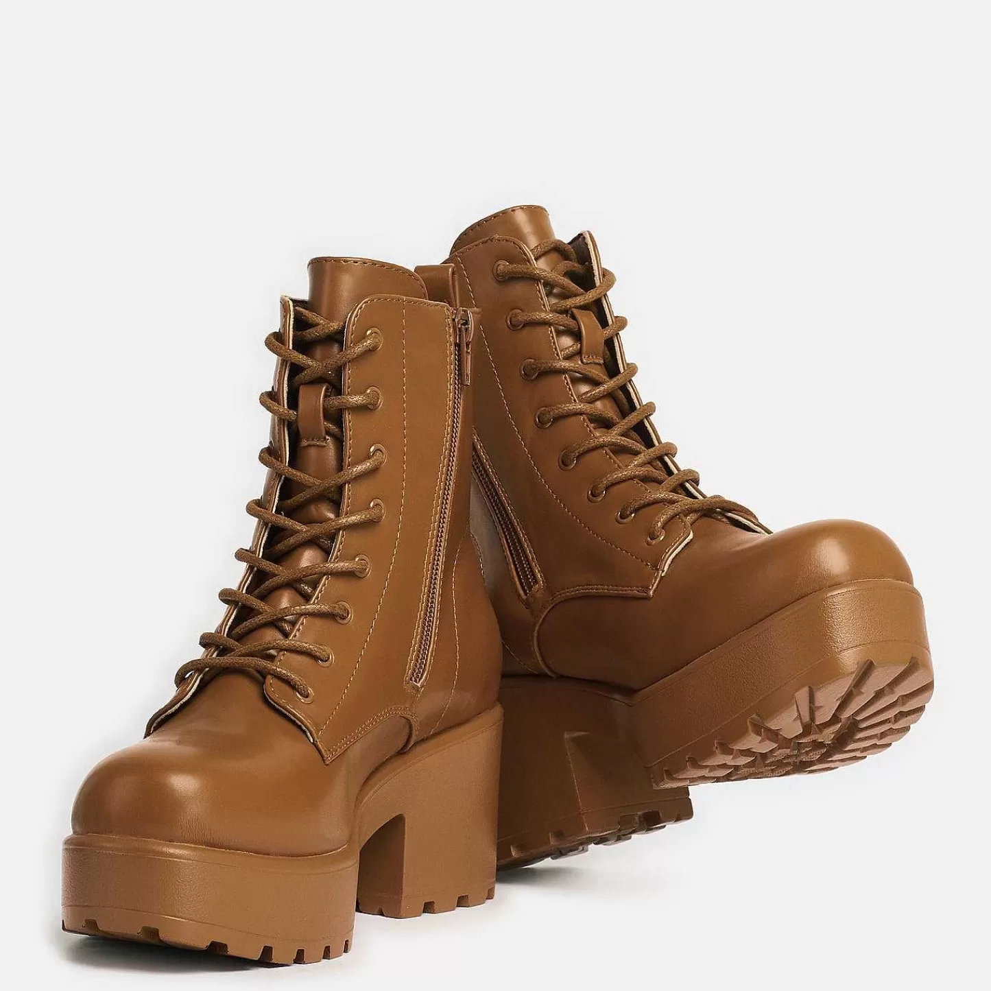 KOI footwear Platformlaarzen-Gin Verbrande Oranje Platform Militaire Laarzen