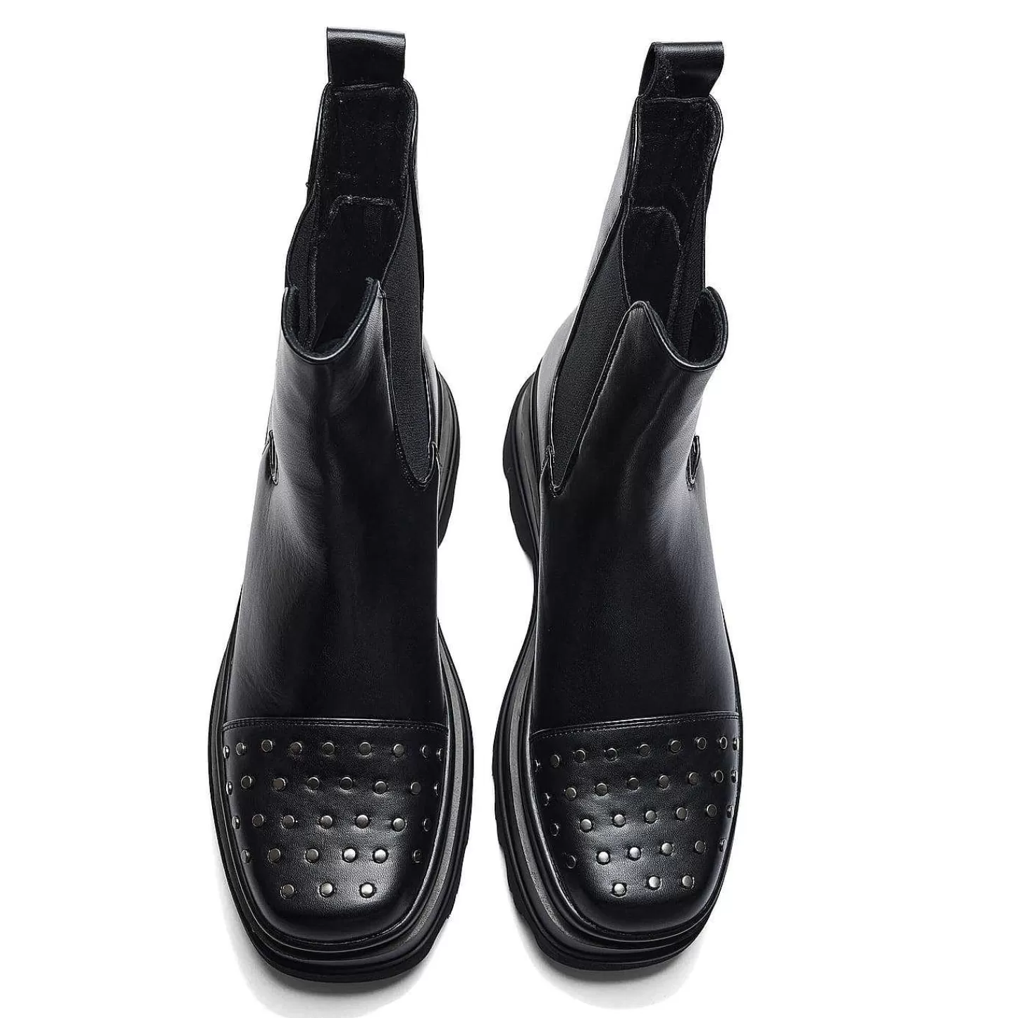 KOI footwear Platformlaarzen-Silence Chelsea-Laarzen Met Studs En Drietand - Zwart | Koi-Schoenen