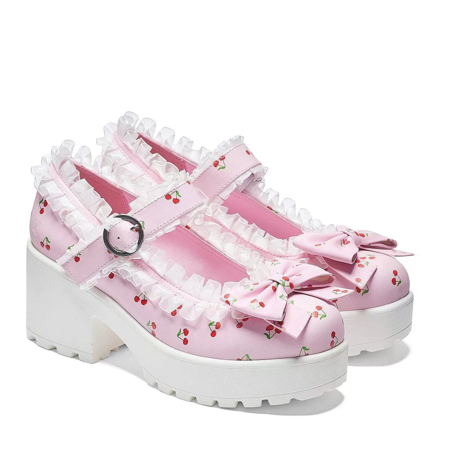 KOI footwear Gedrukte Mary Janes-Tira Mary Janes Schoenen 'Pink Cherry Bakewell Edition'