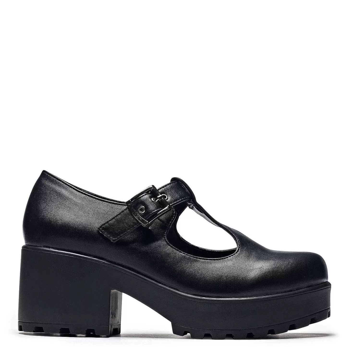 KOI footwear Zwarte Mary Janes-Zwarte Dikke Platform Mary Jane Schoenen