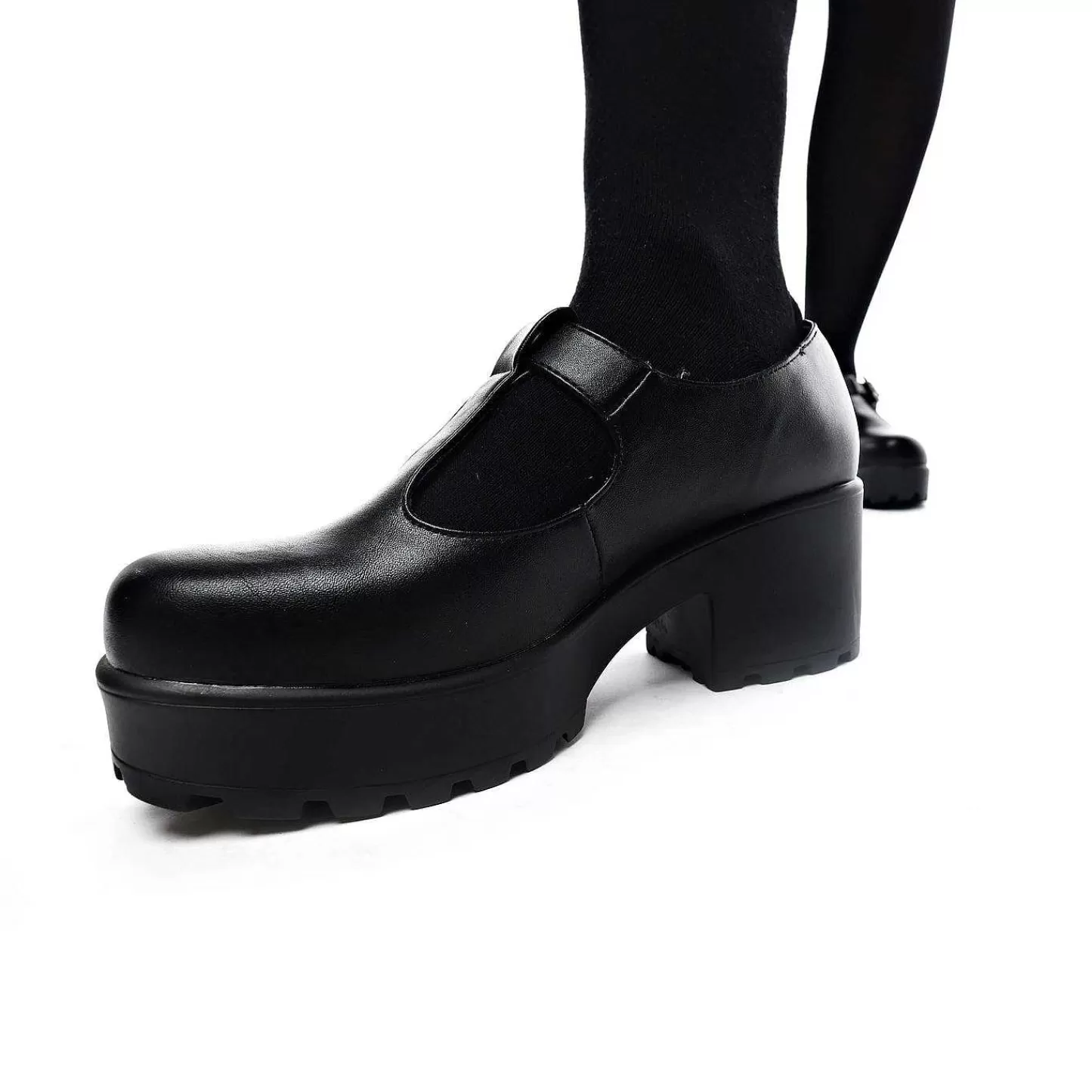 KOI footwear De Maryjane-Zwarte Dikke Platform Mary Jane Schoenen