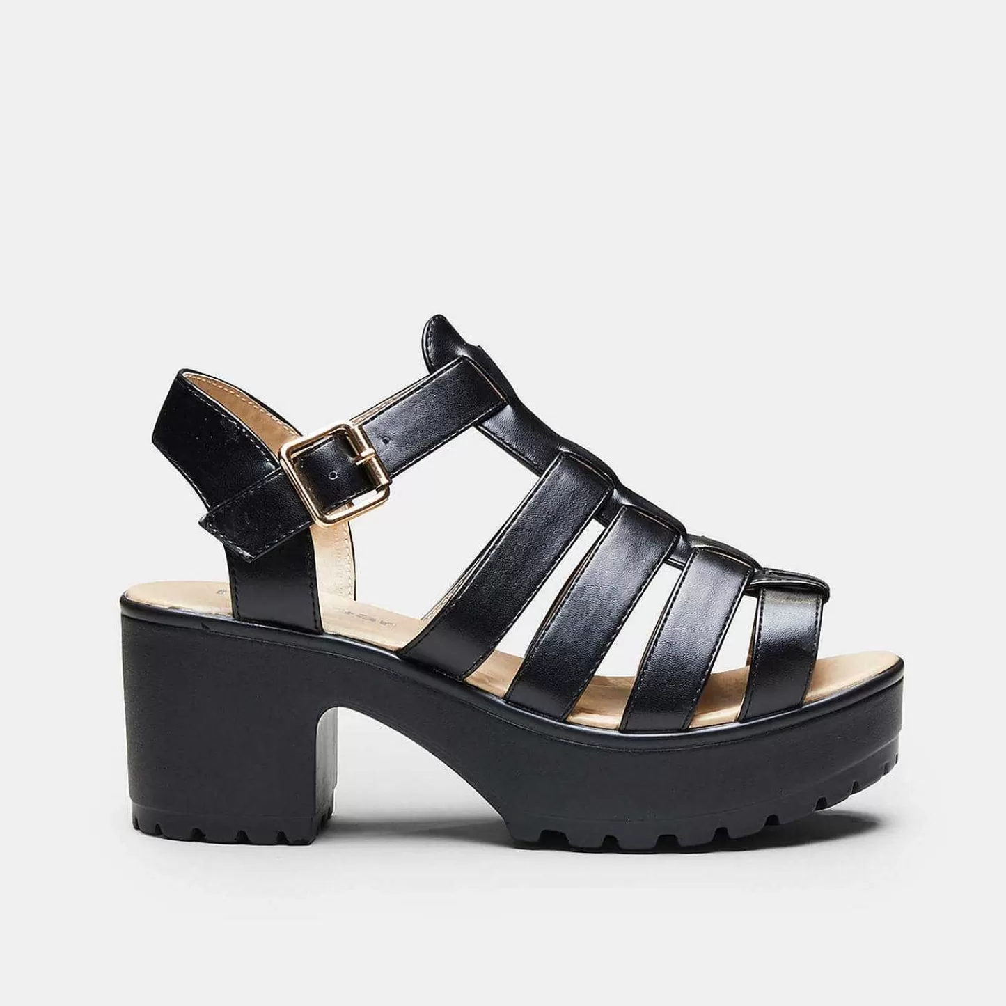 KOI footwear Sandalen Met Bandjes-Zwarte Dikke Platform-Sandalen Met Bandjes